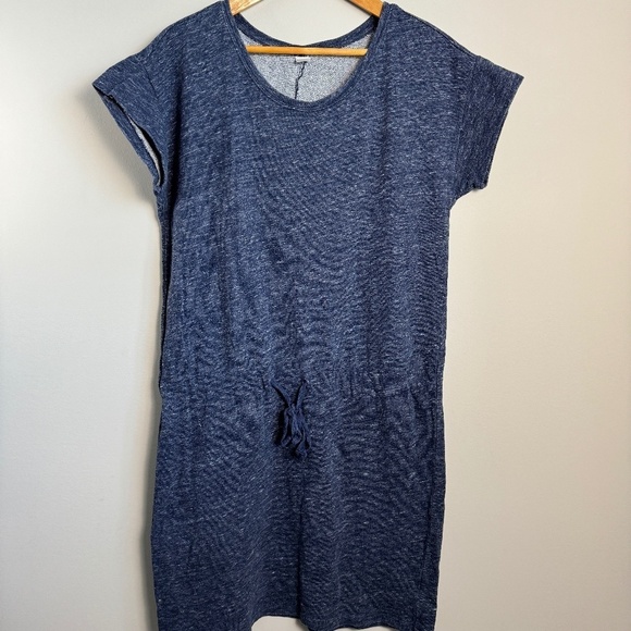 Old Navy Short Sleeve Blue Peasant T-Shirt Sack Dress X-Large Drawstring Waist - Picture 1 of 12